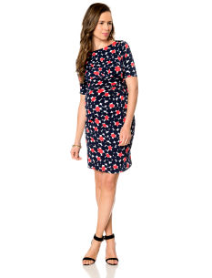 A Pea in the Pod Short Sleeve Knot Front Maternity Dress