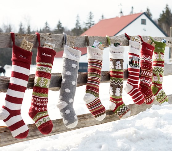 100 Days Until Christmas - Natural Fair Isle Stocking Collection - Pottery Barn Kids